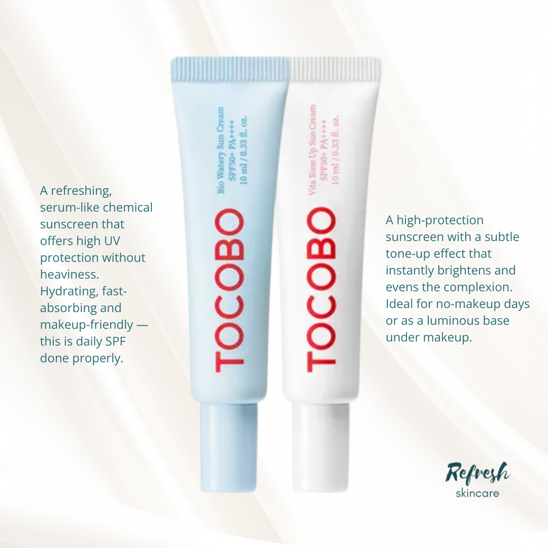 Tocobo Dual Bio Watery & Vita Tone Up Sun Cream & SPF 50+ PA++++ 20ml Mini Duo Pack