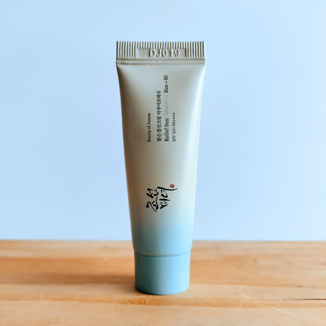 Beauty of Joseon Relief Sun Aqua-fresh SPF50+ PA++++ 10ml Mini on a wooden plank