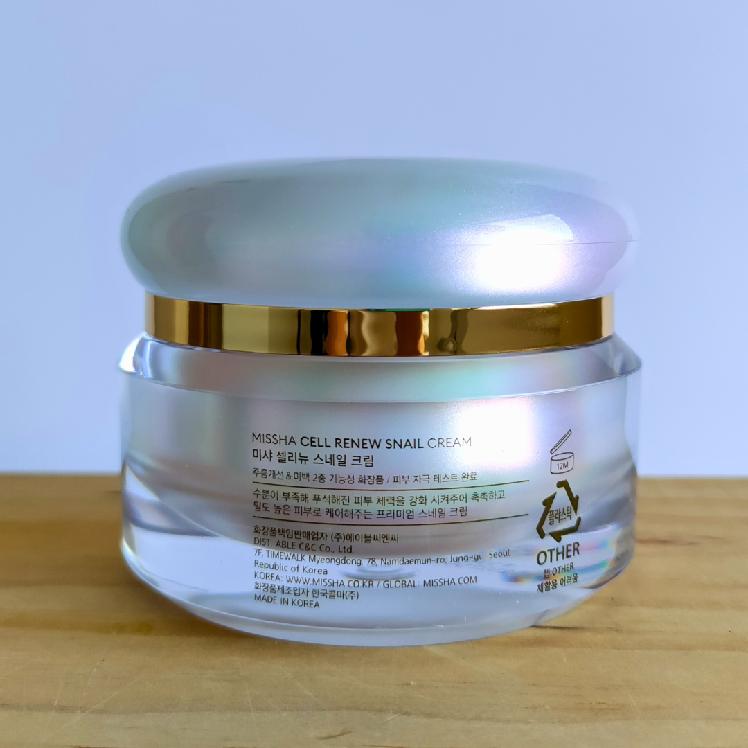 Missha Cell Renew Snail Cream 50ml back of tub
