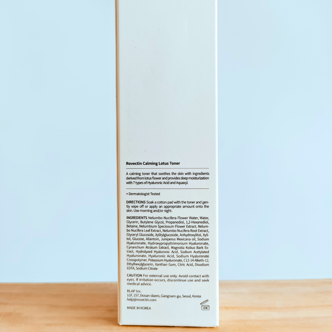 Rovectin Calming Sensitive Lotus Toner 200ml how to use and ingredients