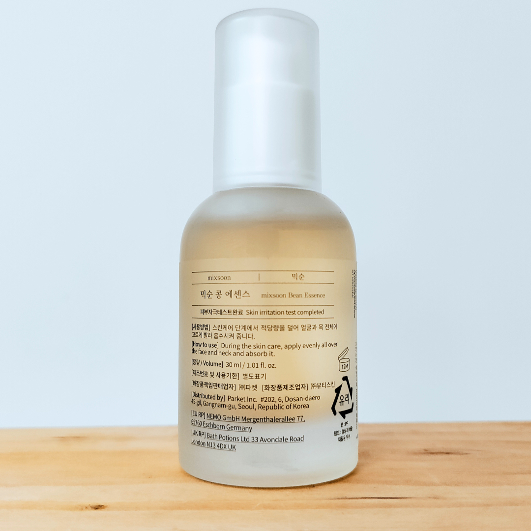 Mixsoon Bean Essence 30ml Rear of bottle
