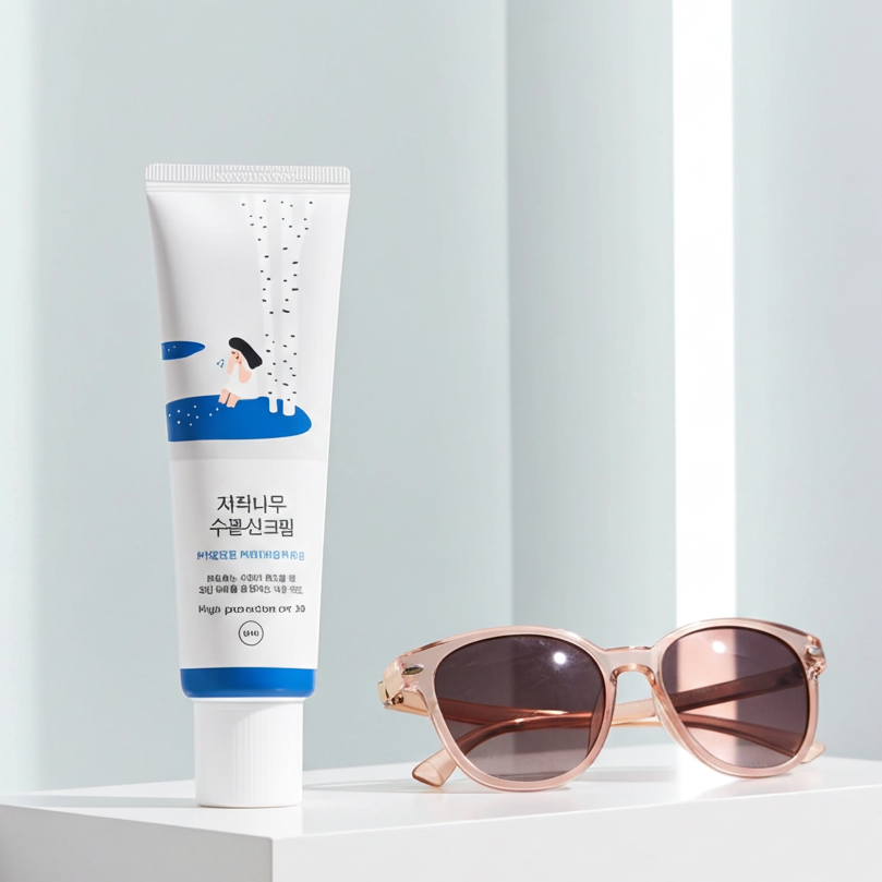 Round Lab Birch Juice Moisturizing Sunscreen SPF 50+ PA++++ 50ml on a shelf