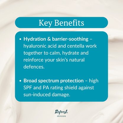 SKIN1004 Madagascar Centella Hyalu-Cica Water-Fit Sun Serum 50ml key benefits.