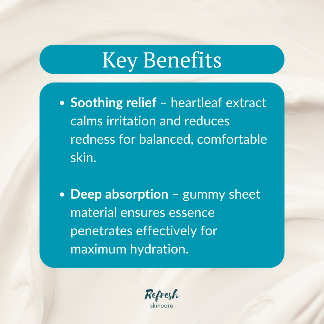 Abib Gummy Sheet Mask Heartleaf Sticker 35g key benefits