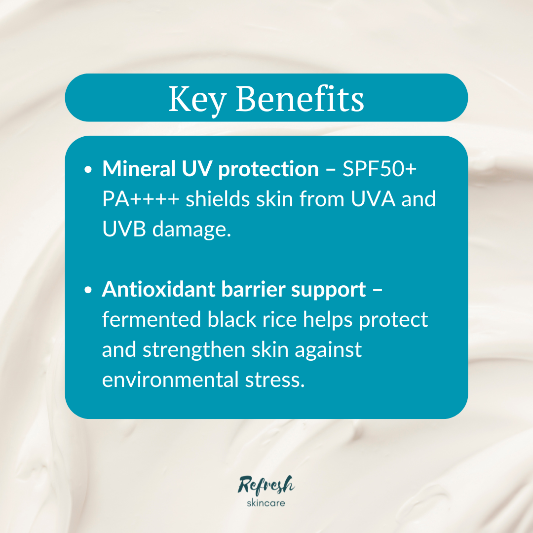 Haruharu Wonder Black Rice Pure Mineral Relief Daily Sunscreen key benefits