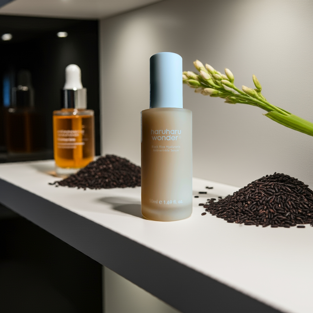 Haruharu Wonder Black Rice Hyaluronic Anti-wrinkle Serum 50ml on a shelf