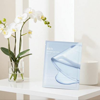 Abib Collagen Gel Mask Sedum Jelly 50g on a shelf.