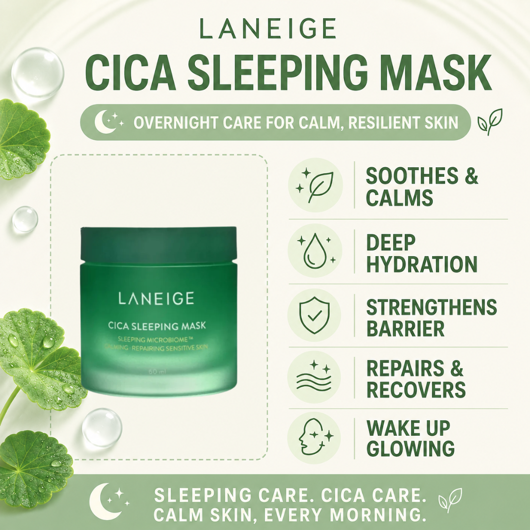 Laneige Cica Sleeping Mask 60ml benefits infographic