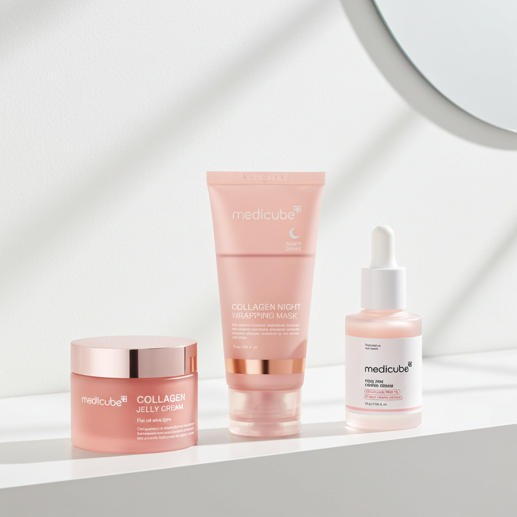 Medicube Collagen PDRN Renewal Routine Set  on a shelf.