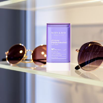 Mary & May Vegan Peptide Bakuchiol Sun Stick SPF50 on a shelf