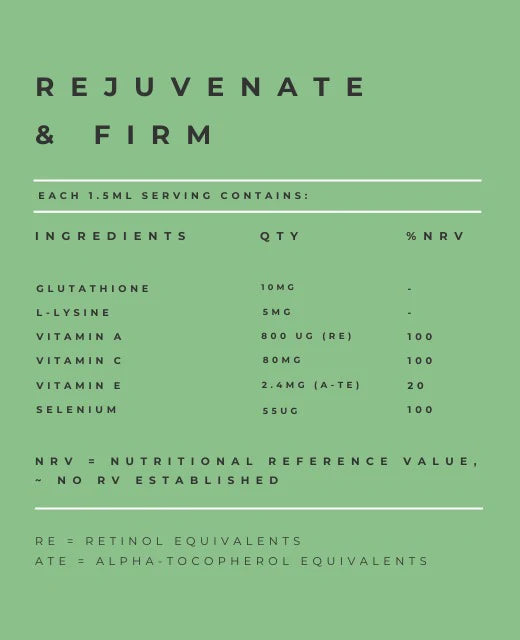 Rucci Rejuvenate & Firm Liquid Vitamin Supplement 50ml Serving Info