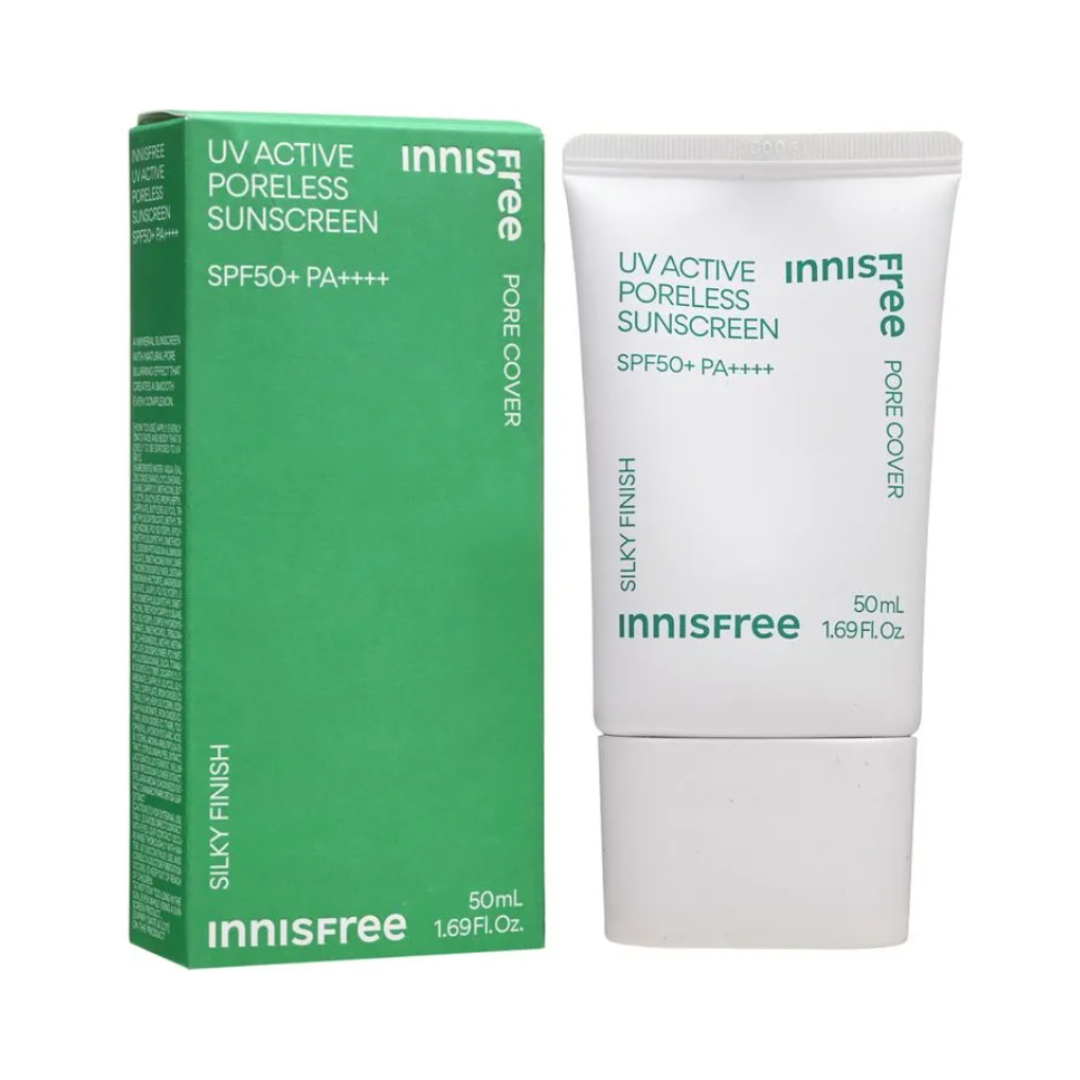 Innisfree UV Active Poreless Sunscreen 50ml and packaging UK