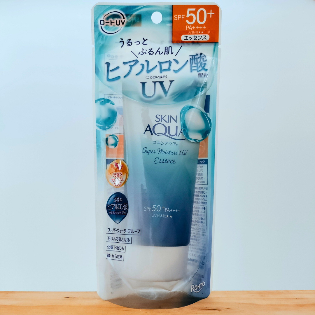 Packaging of Skin Aqua UV Essence with SPF 50+ on a white background