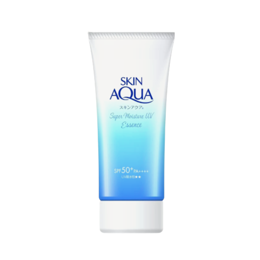 Rohto Mentholatum Skin Aqua Super Moisture UV Essence 80g tube on while background