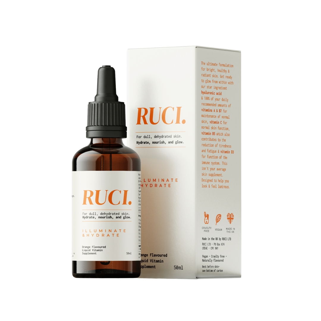 Rucci Iluminate & Hydrate Liquid Vitamin Supplement 50ml Packaging