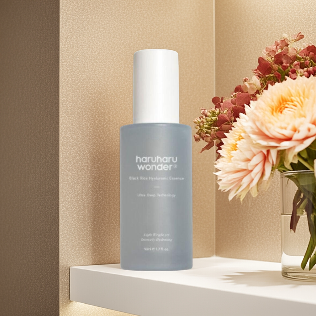 Haruharu Wonder Black Rice Hyaluronic Essence 50ml on a shelf