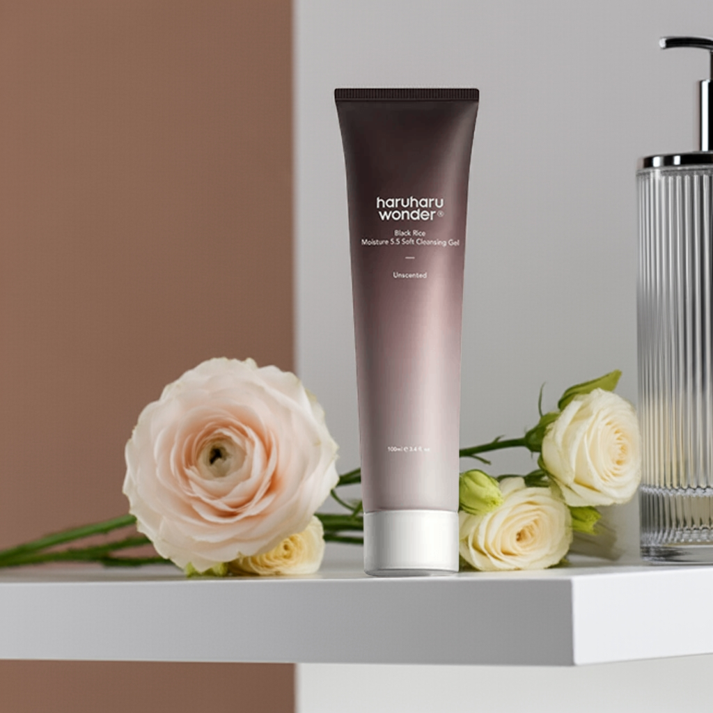 Haruharu WONDER Black Rice Moisture 5.5 Soft Cleansing Gel 100ml on a shelf