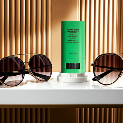 Haruharu Wonder Black Bamboo Daily Soothing Sun Shield SPF50+ PA++++ 20ml on a shelf