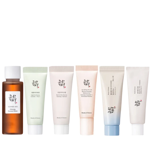 Beauty of joseon mini travel skincare set for holidays, vacations, festivals and short breaks.