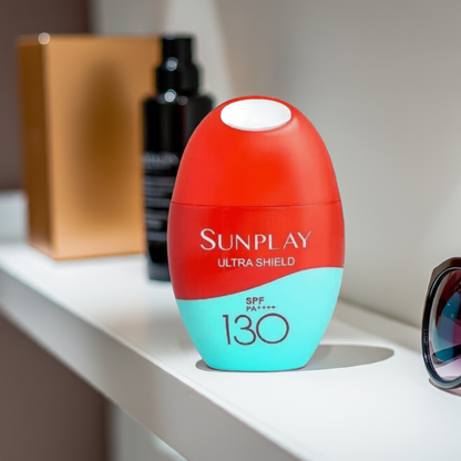 Sunplay Super Block Sunscreen SPF 130 on a shelf