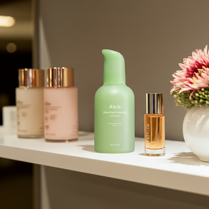 Abib Heartleaf Essence Calming Pump 50ml on a shelf