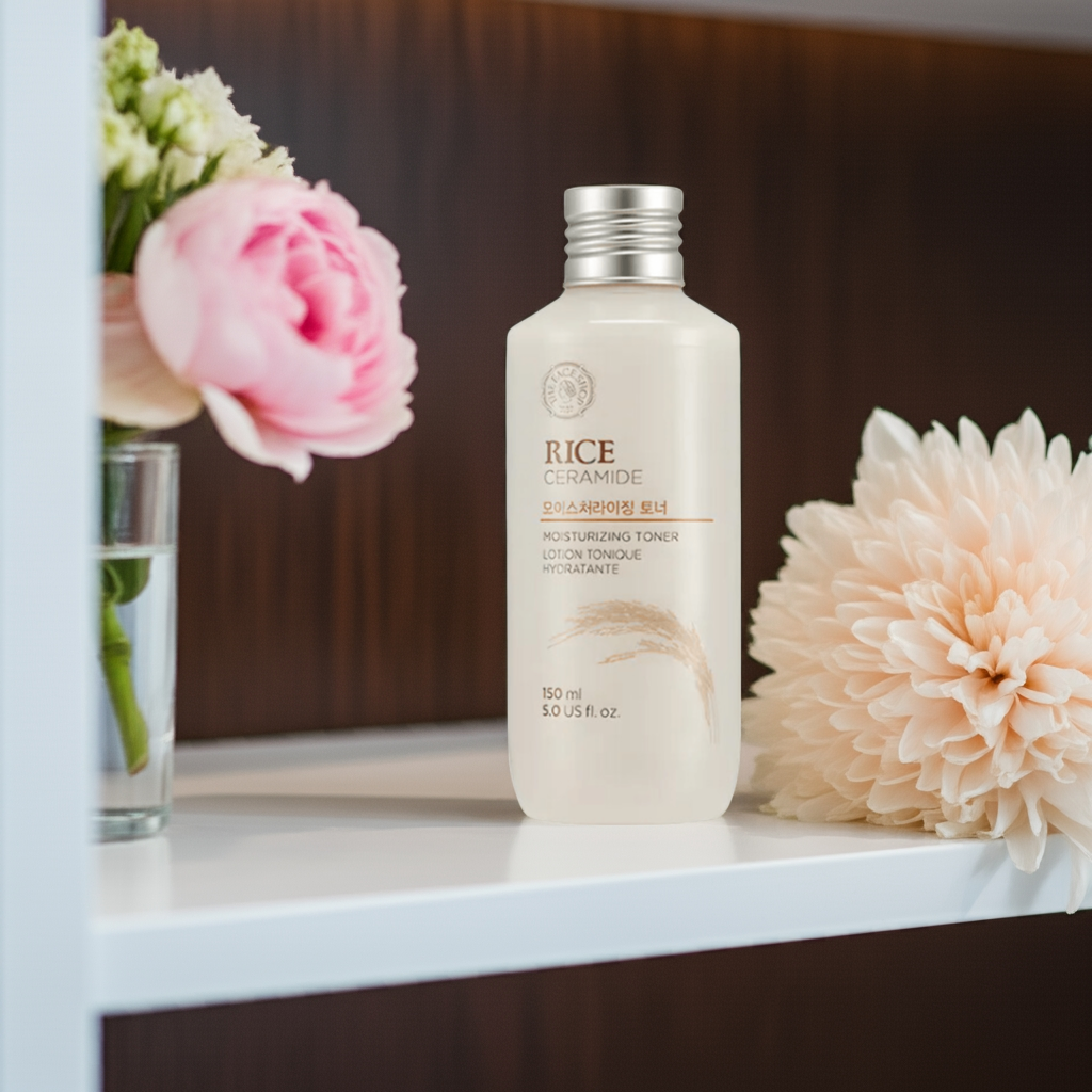 The Face Shop Rice & Ceramide Moisturizing Toner 150ml on a shelf