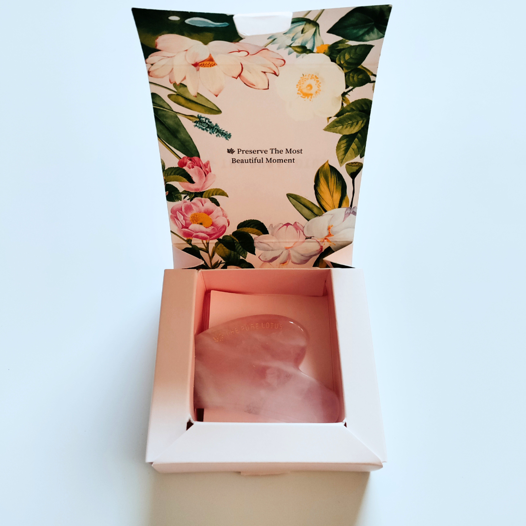 The Pure Lotus Rose Quartz Gua Sha packaging