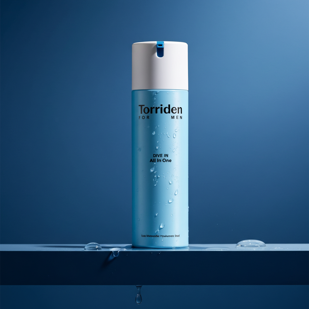 Torriden for Men skincare product on a blue background